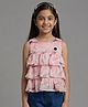 Tiny Girl Woven Sleeveless Marble Printed Layered Top - Pink