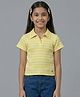 Tiny Girl Woven Half Sleeves Striped Polo Tee - Lemon