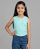 Tiny Girl Cotton Knit Sleeveless Button Detailed Top - Aqua Blue