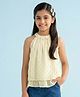 Tiny Girl Cotton Woven Sleeveless Striped Top - Yellow