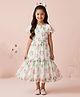Tiny Girl Woven Half Sleeves Floral Printed Drop Waist Dress - Multi Colour
