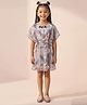 Tiny Girl Cotton Woven Half Sleeves Abstract Printed Kaftan Dress - Multi Colour