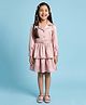 Tiny Girl Knit Full Sleeves Striped  Layered Dress - Onion Pink