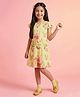 Tiny Girl Cotton Woven Half Sleeves Floral Printed Dress - Lemon