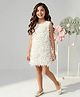 Tiny Girl Woven Sleeveless Floral Applique Applique Dress - White