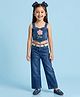 Tiny Girl Woven Sleeveless Sequins Embellished Floral Patch Detailed Top & Pants Set - Blue