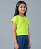 Tiny Girl Woven Half Sleeves Textured Top - Neon Green