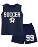 BLUSHES 100% Cotton Knit Sleeveless Football Printed Tee & Shorts Set - Airforce Navy Blue