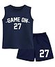 BLUSHES 100% Cotton Knit Sleeveless Game On Text Printed Tee & Shorts Set - Airforce Navy Blue