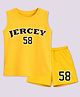 BLUSHES 100% Cotton Knit Sleeveless Jercey Text Printed Tee & Shorts Set - Yellow