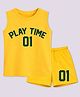 BLUSHES 100% Cotton Knit Sleeveless Play Time Text Printed Tee & Shorts Set - Yellow