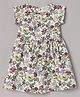 mini miao Cotton Woven Short Sleeves Floral Printed Dress - White