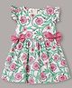 mini miao Cotton Woven Frill Sleeves Floral Printed Dress - White