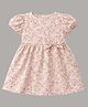 mini miao Cotton Woven Half Sleeves Floral Printed Dress - Peach
