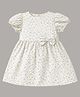mini miao Cotton Woven Half Sleeves Floral Printed Dress - Cream
