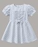 mini miao Cotton Woven Half Sleeves Abstract Printed - Blue