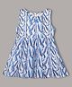 mini miao Cotton Woven Sleeveless Abstract Printed Dress - Navy Blue
