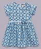 mini miao Cotton Woven Half Sleeves Floral Printed Dress - Blue