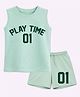 BLUSHES 100% Cotton Knit Sleeveless Play Time Text Printed Tee & Shorts Set - Mint Green