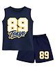 BLUSHES 100% Cotton Knit Half Sleeves 89 Number Printed Tee & Shorts Set - Airforce Navy Blue