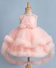 Mark & Mia Net Woven Sleeveless Sequinned Party Dress With Bow Applique - Peach