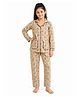Sportking Cotton Blend Knit Half Sleeves Bear Printed Coordinating Shirt & Pajama Night Suit - Beige