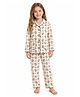 Sportking Cotton Blend Knit Half Sleeves Bear Printed Coordinating Shirt & Pajama Night Suit - White