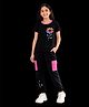 Sportking Cotton Blend Half Sleeves Floral Printed Tee & Pajama Night Suit - Black