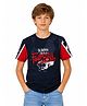 Sportking Cotton Blend Knit Half Sleeves Football Patch Detailed Tee - Navy Blue