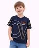 Sportking Cotton Blend Knit Half Sleeves Freestyle Text Printed -  Navy Blue
