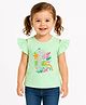 Sportking Cotton Blend Knit Cold Shoulder Half Sleeves Summer Text Printed Top -  Light Green