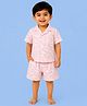 CANDY HOUSE Cotton Woven Half Sleeves Floral Printed Coordinating Shirt & Shorts Set - Pink