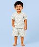 CANDY HOUSE Cotton Woven Half Sleeves Abstract Printed Coordinating Shirt & Shorts Set - Green & White
