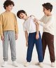 Pine Kids Cotton Knit Full Length Solid Lounge Pants Pack Of 3 - Navy Blue, Grey & Maroon