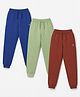 Pine Kids Cotton Knit Full Length Solid Lounge Pants Pack of 3 - Navy Blue, Maroon & Green