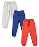 Pine Kids Cotton Knit Full Length Solid Lounge Pants Pack Of 3 - White, Blue & Red