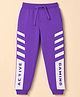 Pine Kids Cotton Knit Full Length Lounge & Track Pant With Text Print - Purple