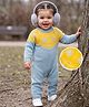 Babyhug Knit Full Sleeves Winter Wear Romper With Isle-inspired Knitted Yoke Pattern - Light Blue