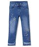 Enfance Denim Woven Full Length Ripped Up Down Jeans With Star Embroidery - Blue