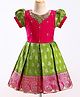 Enfance Silk Woven Half Puffed Sleeves Embroidered Pattu Pavadai Dress- Green