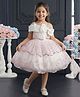 Lagorii Net Woven Sleeveless Sequins & Stone Embellished Bow Applique Detailed Dress -Pink