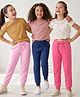 Pine Kids Cotton Knit Full Length Solid Lounge Pants - Pink, Blue & Dark Pink