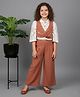 MAC WIN Cotton Blend Woven Three Fourth Sleeves Floral Printed Shirt With Attached Waistcoat & Pants - Rust Orange