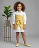 MAC WIN Cotton Blend Woven Three Fourth Sleeves Floral Embroidered Dress - Off White