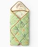 Babyhug Premium 100% Cotton Hooded Wrapper Woodland Theme - Olive & Beige