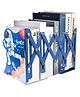 New Pinch Space Theme Book Organizer For Boys & Girls | Expandable Adjustable Metal Book Stand | Book Rack for Kids | File Folder Organizer - Blue
