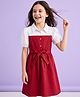 Pine Kids 100% Cotton Woven Half Puffed Sleeves Solid Frock - Red