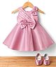 Blabber Sleeveless Stone Embellished Bow Applique Detailed Knee Length Dress With Booties - Onion Pink