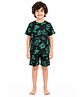 Anthrilo 100% Pure Cotton Knit Half Sleeves Game Over & Play & Win Text Printed Coordinating Tee & Shorts Night Suit - Black