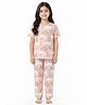 Anthrilo 100% Pure Cotton Knit Half Sleeves Horse & Leaves Printed Coordinating Tee & Pajama Night Suit - Pink